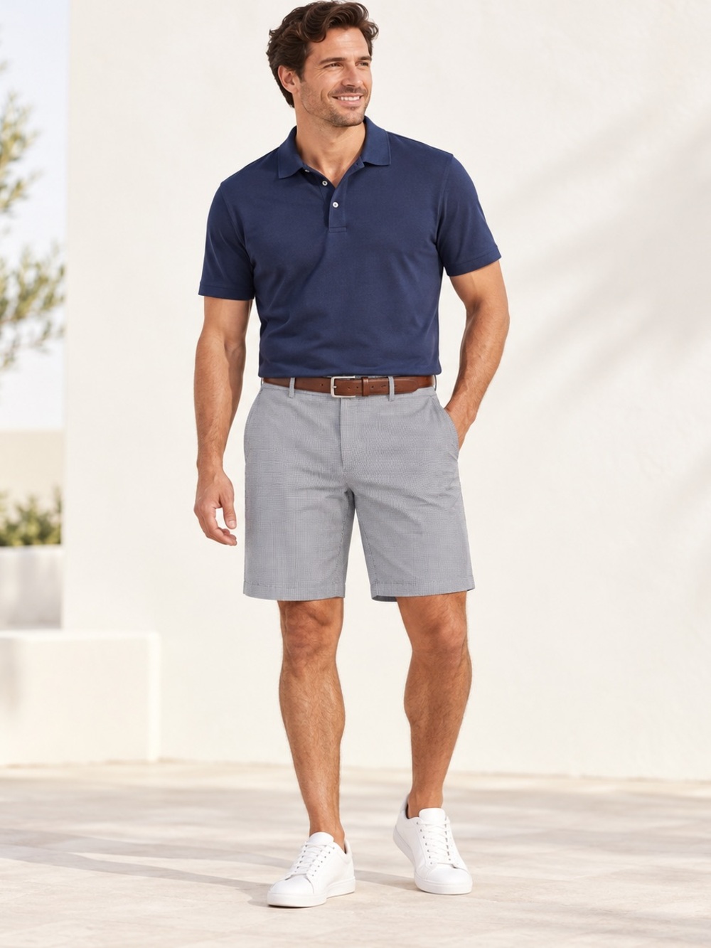 Old Navy Men’s Shorts Size 36 Gray Micro Check Chino Golf 9 Inch Inseam